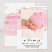 Aankondiging van geboorte door waterverf Blush & G (Voorkant / Achterkant)