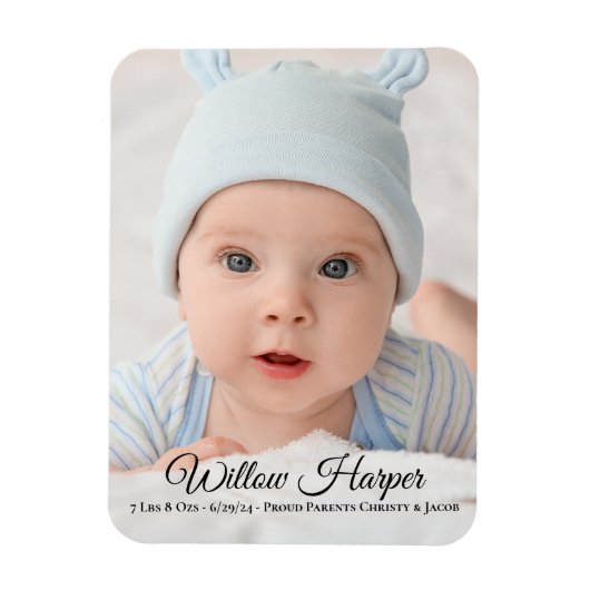 Aankondiging van geboorte foto-Baby Magneet (Verticaal)