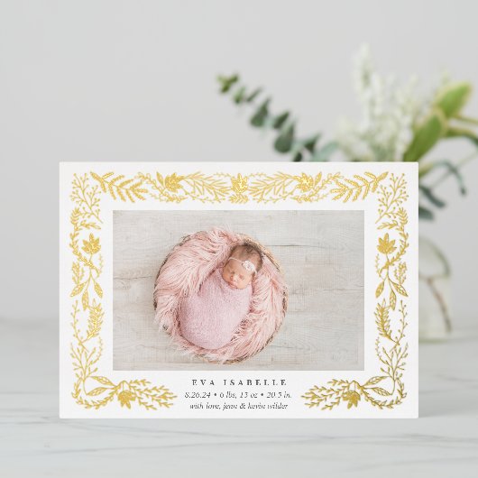 Aankondiging van geboorte gelded Branches Folie Bi (Staand Voorkant)