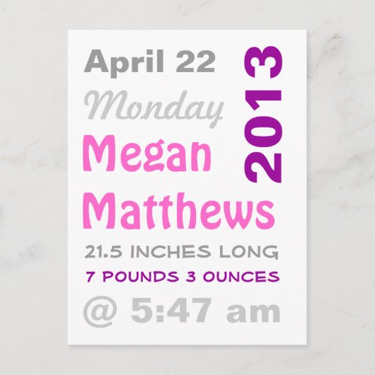 Aankondiging van geboorte grafische status (Voorkant)