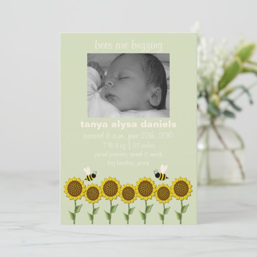 Aankondiging van geboorte 'Hear The Buzz' (Staand voorkant)