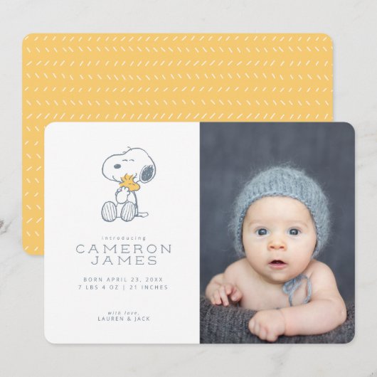 Aankondiging van geboorte in Snoopy & Woodstock (Voorkant / Achterkant)