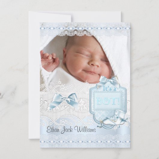 Aankondiging van geboorte New Baby Boy Foto Shoes  (Voorkant)