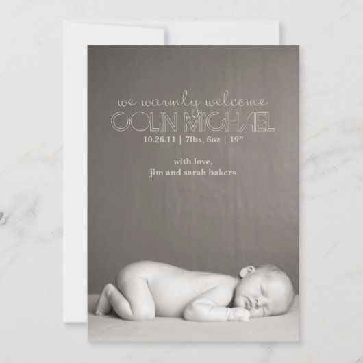 Aankondiging van geboorte op maat (Voorkant)