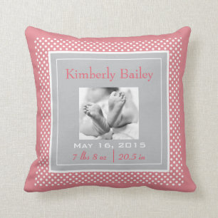 Aankondiging van geboorte Polka Dots Nursery Kussen