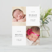 Aankondiging van geboorte van een nieuwe tweelingf (Staand voorkant)