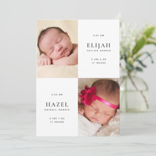 Aankondiging van geboorte van een nieuwe tweelingf (Staand voorkant)