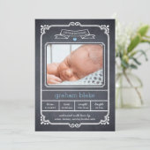 Aankondiging van geboorte van gekalkt Lijst - blau (Staand voorkant)