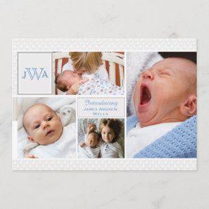 Aankondiging van geboorte van gescand fotocollage