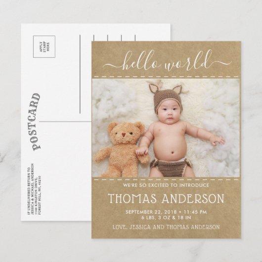 Aankondiging van geboorte van Kraft Foto van Rusti (Voorkant / Achterkant)