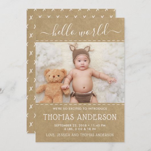 Aankondiging van geboorte van Kraft Foto van Rusti (Voorkant / Achterkant)