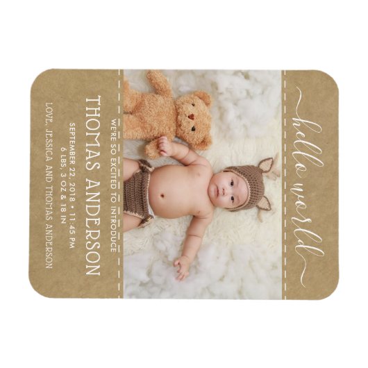 Aankondiging van geboorte van Kraft Foto van Rusti Magneet (Horizontaal)
