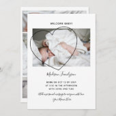 Aankondiging van geboorte van moderne pasgeboren f (Voorkant / Achterkant)