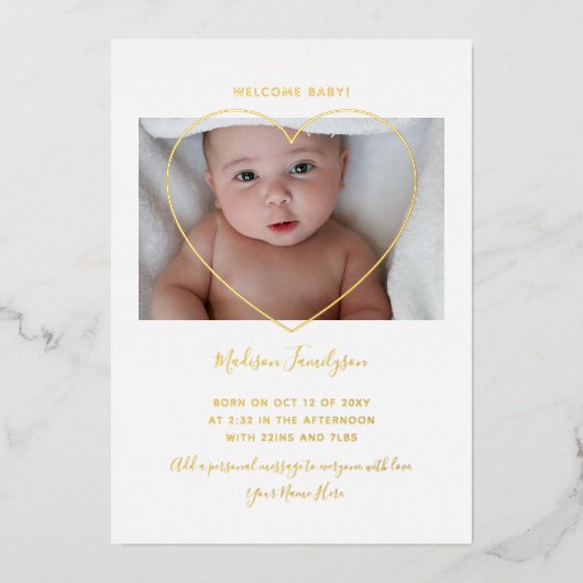 Aankondiging van geboorte van moderne pasgeboren f (Voorkant)