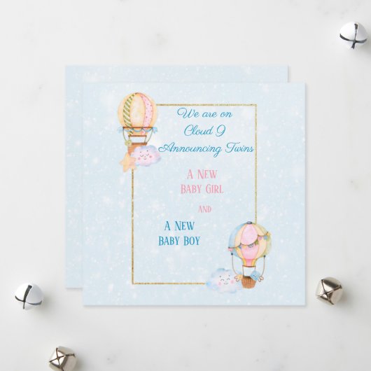 Aankondiging van geboorte van Twin Girl en Boy (Voorkant / Achterkant in situ)