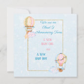 Aankondiging van geboorte van Twin Girl en Boy (Voorkant)