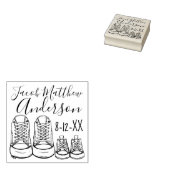 Aankondiging van geboortedatum speciale babyschoen rubberstempel (Gestempeld)