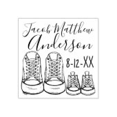 Aankondiging van geboortedatum speciale babyschoen rubberstempel (Afrduk)