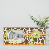 Aankondiging van geboorteprint met aap en fopspeen (Staand voorkant)