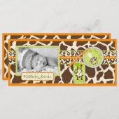 Aankondiging van geboorteprint van aap en fopspeen (Voorkant / Achterkant)