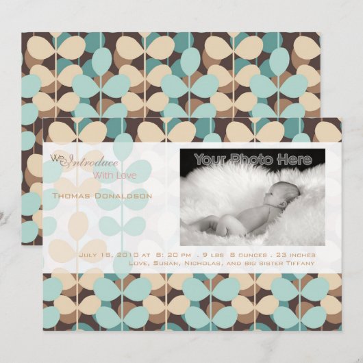 Aankondiging van geboorteregeling van een groene b (Voorkant / Achterkant)