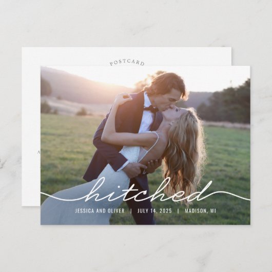 Aankondiging van gehitte Editable Color Wedding Briefkaart (Voorkant / Achterkant)