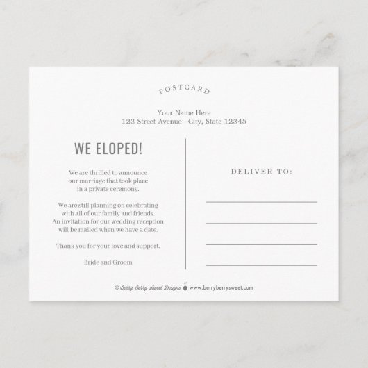 Aankondiging van gehitte Editable Color Wedding Briefkaart (Achterkant)