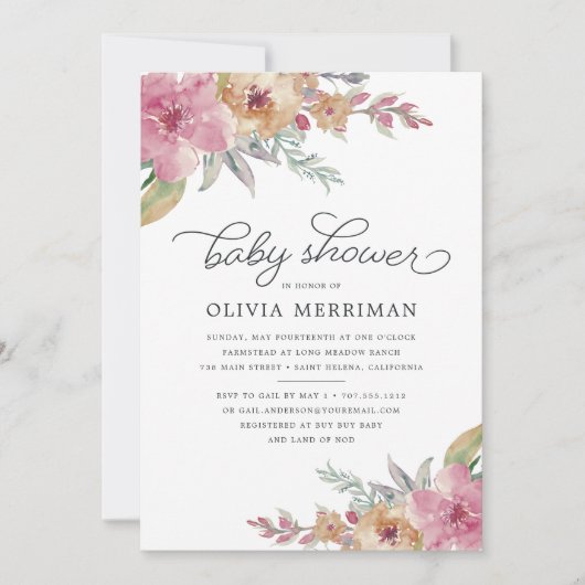 Aankondiging van geverfd Baby shower (Voorkant)