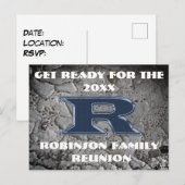 Aankondiging van gezinspagnenreüm blauwe letter R  Briefkaart (Voorkant / Achterkant)