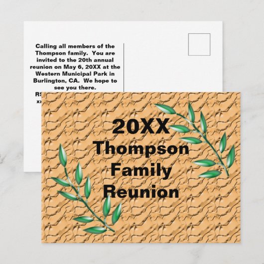 Aankondiging van goedkope gezinshereniging briefkaart (Voorkant / Achterkant)