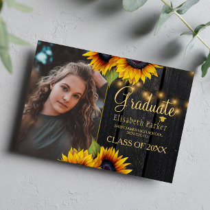 Aankondiging van gouden zonnebloemen afstuderen