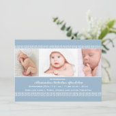 Aankondiging van Griekse Key Blue Photo Birth (Staand voorkant)