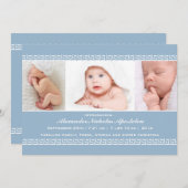 Aankondiging van Griekse Key Blue Photo Birth (Voorkant / Achterkant)