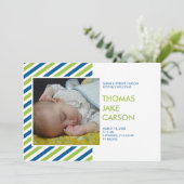 Aankondiging van groene blauwe groene baby met mod (Staand voorkant)