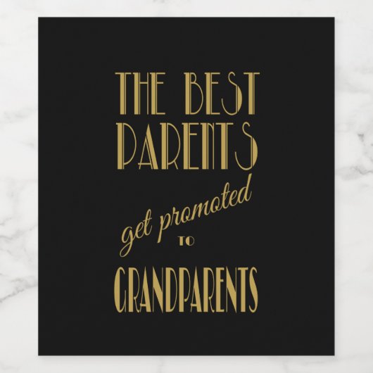 Aankondiging van grootouderzwangerschap, Art Deco Wijn Etiket (Enkel label)