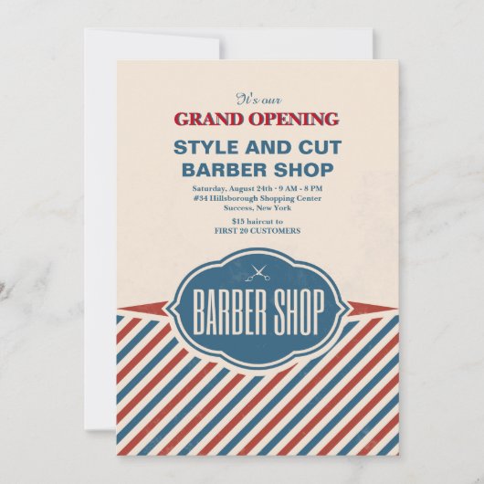 Aankondiging van grote opening voor Barber Shop St (Voorkant)