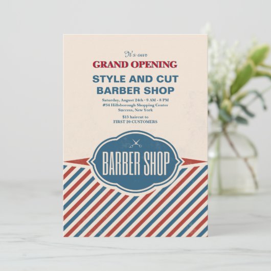 Aankondiging van grote opening voor Barber Shop St (Staand voorkant)