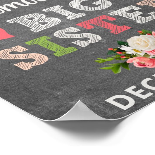 Aankondiging van grote zuster-zwangerschap poster (Hoek)