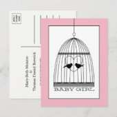  aankondiging van Heart Birdcage Baby Girl (Voorkant / Achterkant)