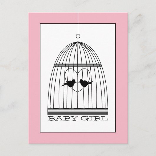  aankondiging van Heart Birdcage Baby Girl (Voorkant)