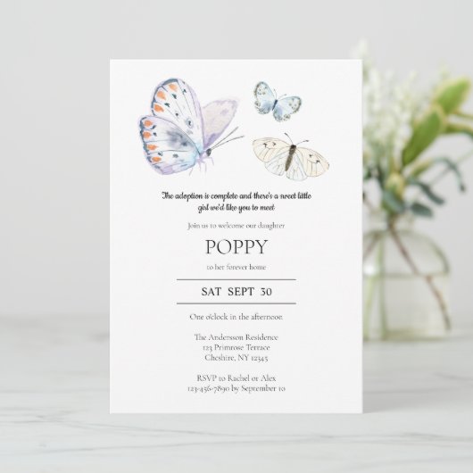 Aankondiging van het aannemen van een vlinder - Ui (Staand voorkant)