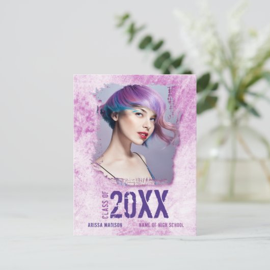 Aankondiging van het Afstudeerder van de Roze Foto Briefkaart (Staand voorkant)