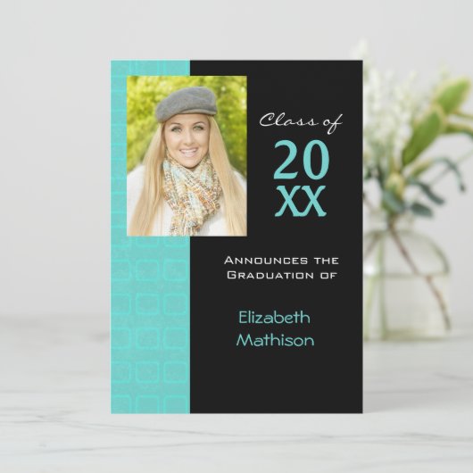 Aankondiging van het afstuderen Aqua Fotouitnodigi (Staand voorkant)