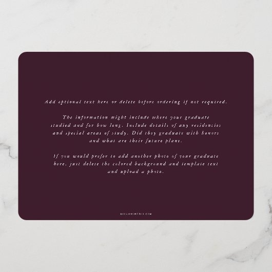 Aankondiging van het Afstuderen Burgundy DO Asclep (Achterkant)