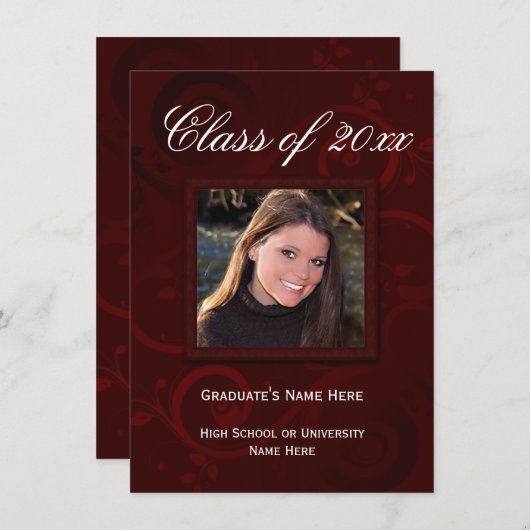 Aankondiging van het Afstuderen Burgundy Elegance (Voorkant / Achterkant)