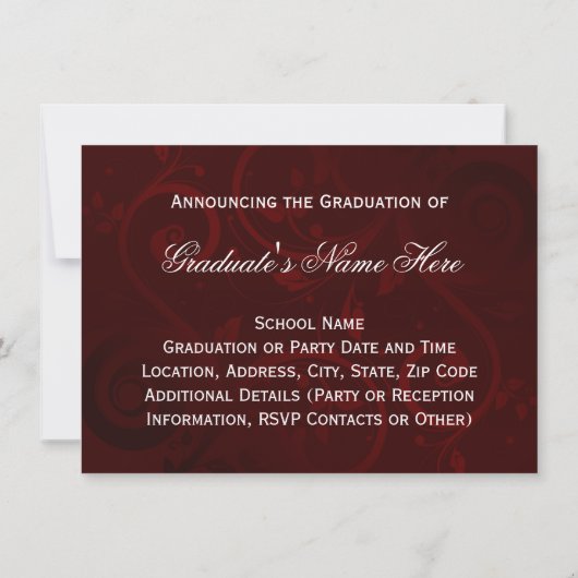 Aankondiging van het Afstuderen Burgundy Elegance (Achterkant)