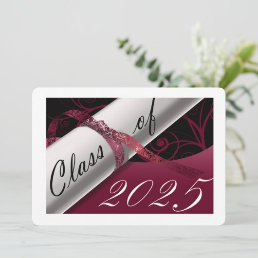 Aankondiging van het Afstuderen Burgundy en White (Staand voorkant)