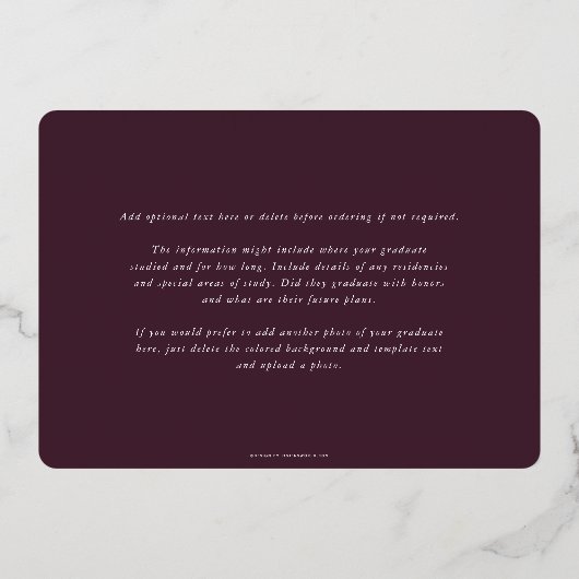 Aankondiging van het Afstuderen Burgundy RN Asclep (Achterkant)