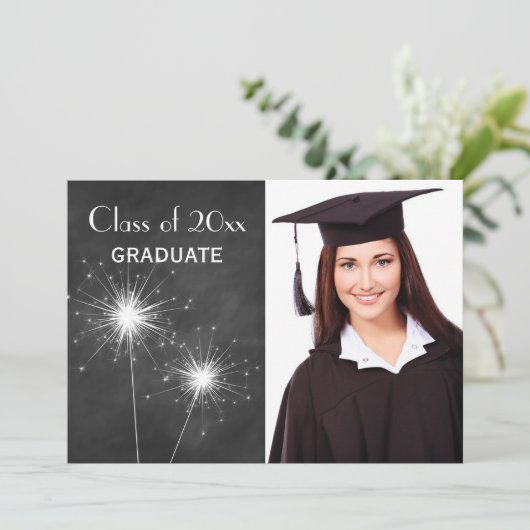 Aankondiging van het Afstuderen Chalkboard Photo S (Staand voorkant)