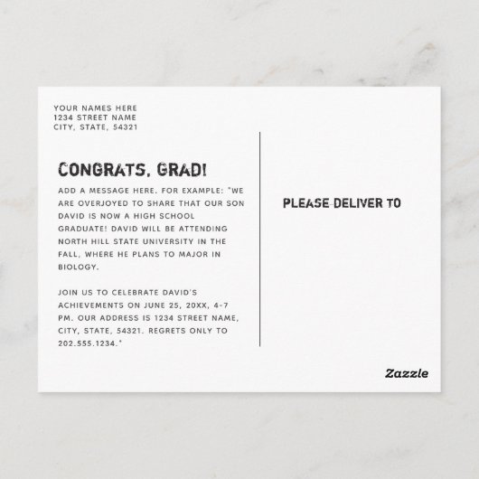 Aankondiging van het Afstuderen Cool Grunge Photo Briefkaart (Achterkant)